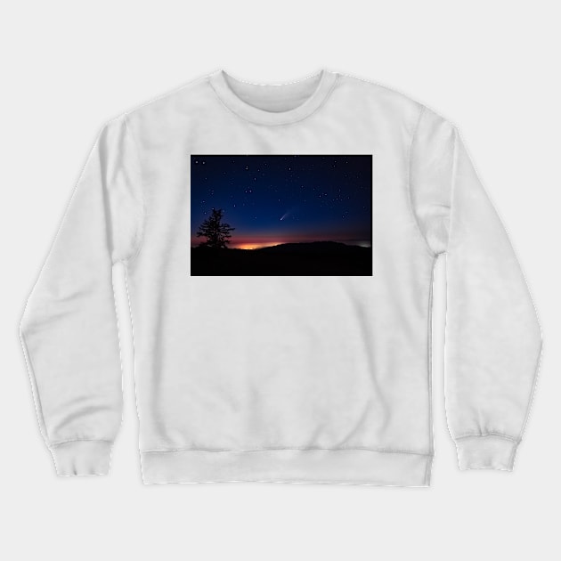 Neowise Comet over Kneeland at sunset Crewneck Sweatshirt by blossomcophoto